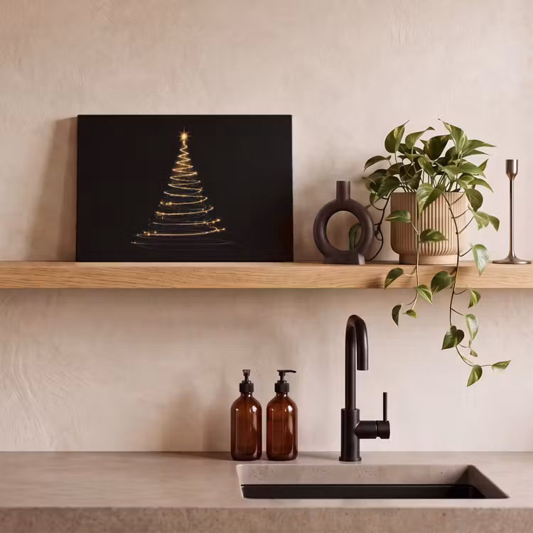 Magisch - Kerstboom - Lichtspiralen - Zwart canvas 2cm klein -sfeer3