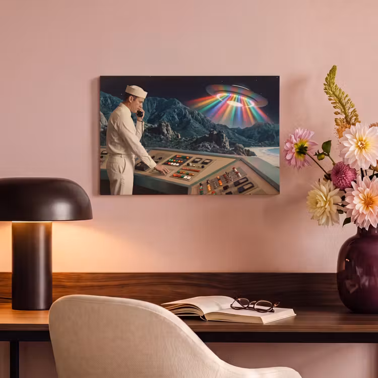 Canvas schilderij - Man - Controlekamer - Strand - Man - Controlekamer - Strand canvas 2cm klein