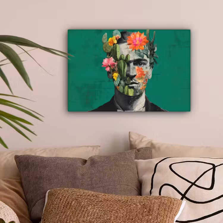 Man - Planten - Groen canvas 2cm klein -sfeer1