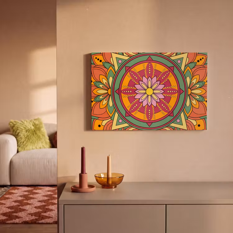 Mandala - Bloemen - Abstract - Kleurrijk canvas 2cm klein -sfeer1