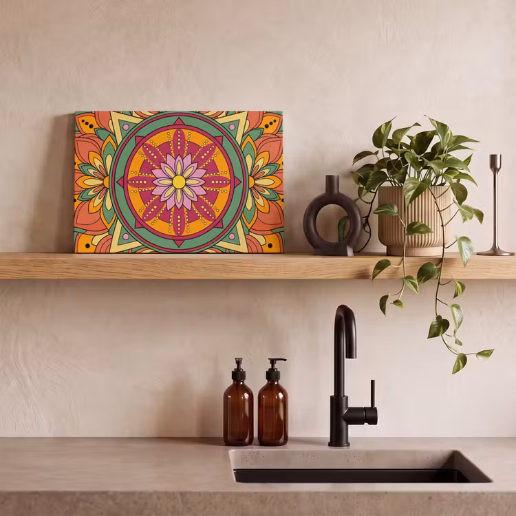 Mandala - Bloemen - Abstract - Kleurrijk canvas 2cm klein -sfeer3