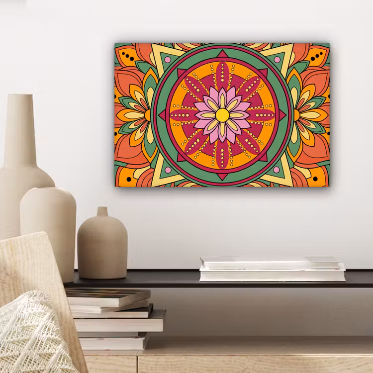 Mandala - Bloemen - Abstract - Kleurrijk canvas 2cm klein -sfeer6