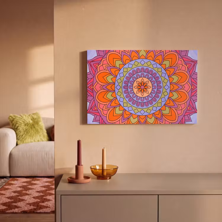 Mandala - Cirkel - Abstract - Kleurrijk - Patroon canvas 2cm klein -sfeer1