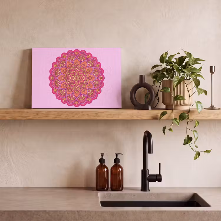 Mandala - Cirkel - Spiritueel - Oosters - Roze canvas 2cm klein -sfeer3