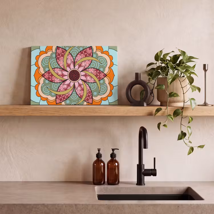 Mandala - Geometrisch - Kunst - Decoratief - Kleurrijk canvas 2cm klein -sfeer3