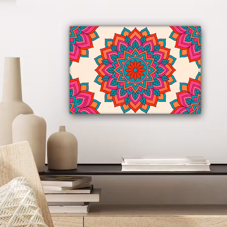 Mandala - Patroon - Abstract - Kleurrijk - Modern canvas 2cm klein -sfeer6
