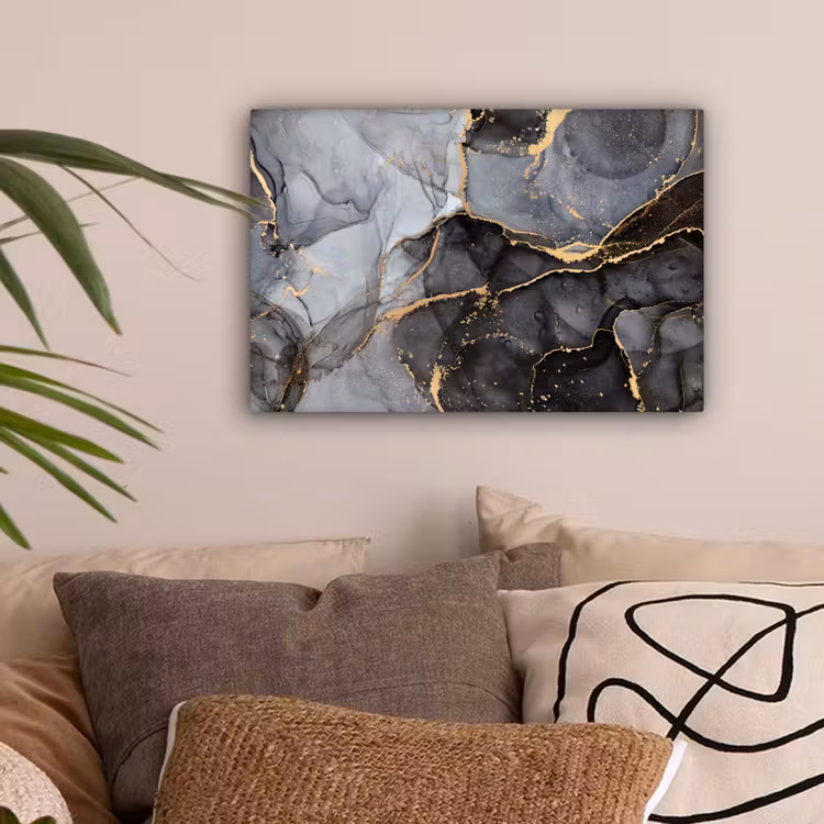 Marmer - Abstract - Goud - Grijs canvas 2cm klein -sfeer1