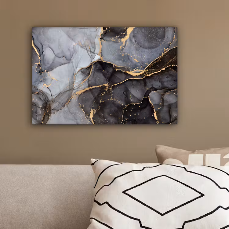 Marmer - Abstract - Goud - Grijs canvas 2cm klein -sfeer3
