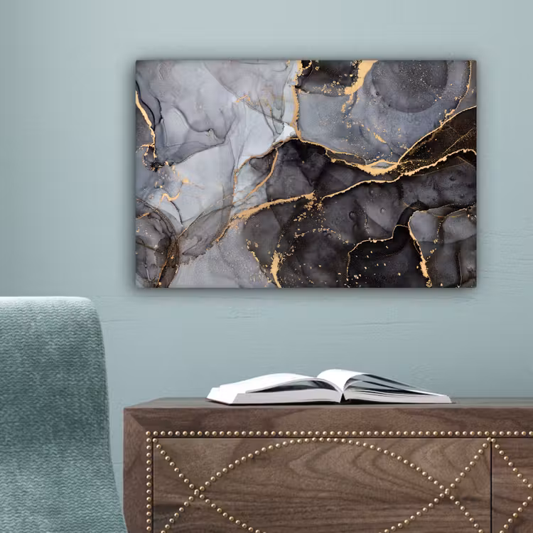 Marmer - Abstract - Goud - Grijs canvas 2cm klein -sfeer4