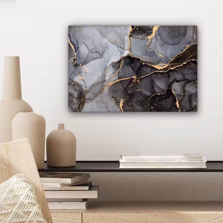 Marmer - Abstract - Goud - Grijs canvas 2cm klein -sfeer6
