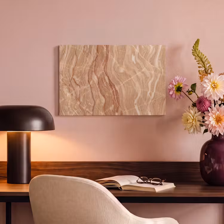 Marmer - Ader - Natuur - Abstract - Beige canvas 2cm klein -sfeer4