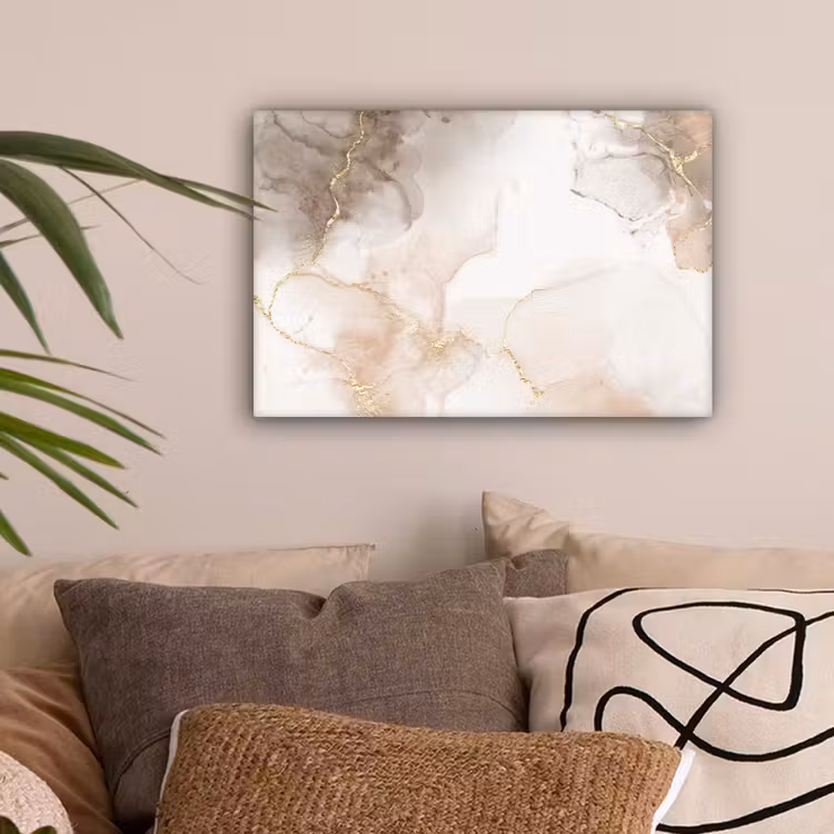 Marmer - Bruin - Gouden canvas 2cm klein -sfeer1