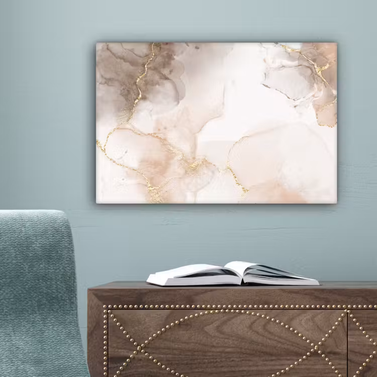 Marmer - Bruin - Gouden canvas 2cm klein -sfeer4