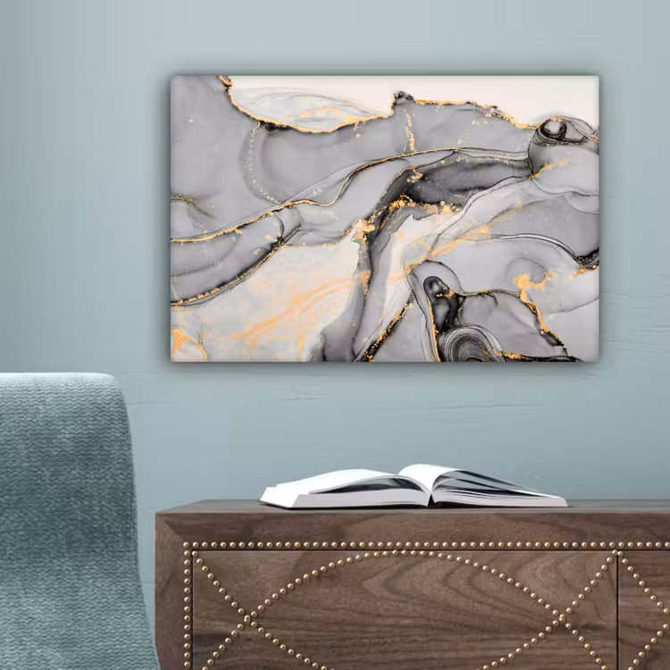 Marmer - Goud - Grijs canvas 2cm klein -sfeer4