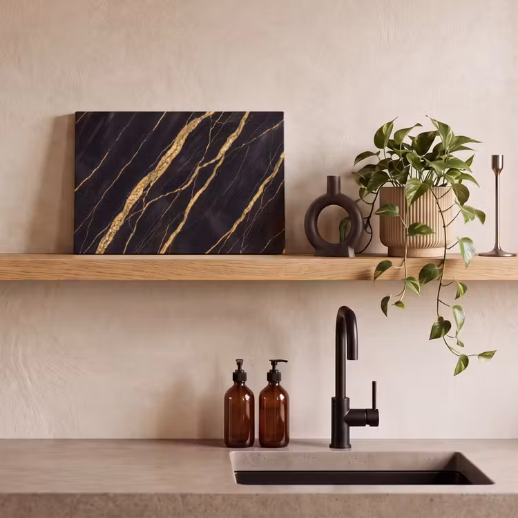 Marmer - Goud - Textuur - Abstract - Zwart canvas 2cm klein -sfeer3