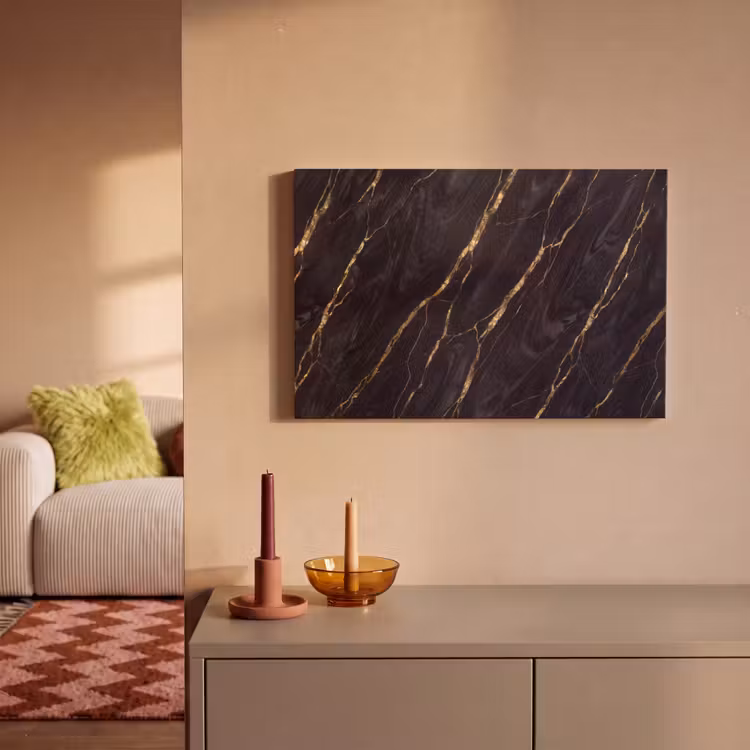 Marmer - Gouden aders - Abstract - Zwart canvas 2cm klein -sfeer1