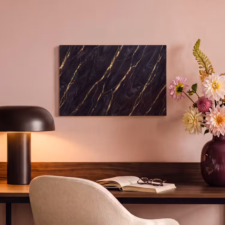Marmer - Gouden aders - Abstract - Zwart canvas 2cm klein -sfeer4