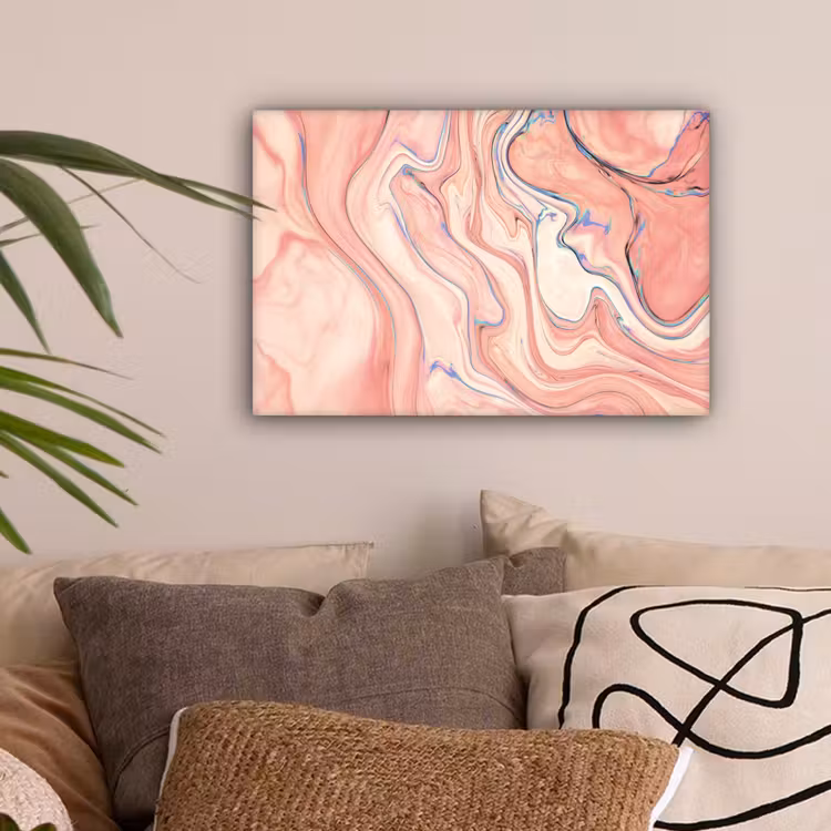 Marmer - Pastel - Roze - Blauw - Marmerlook - Abstract canvas 2cm klein -sfeer1