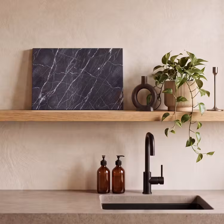 Marmer - Patroon - Modern - Zwart - Wit canvas 2cm klein -sfeer3