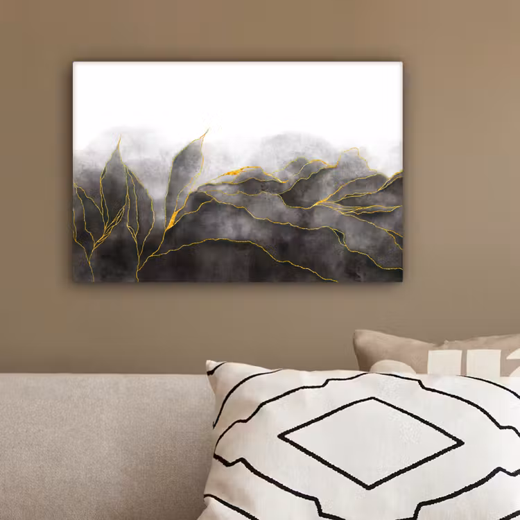 Marmer - Zwart - Goud - Luxe - Marmerlook canvas 2cm klein -sfeer3