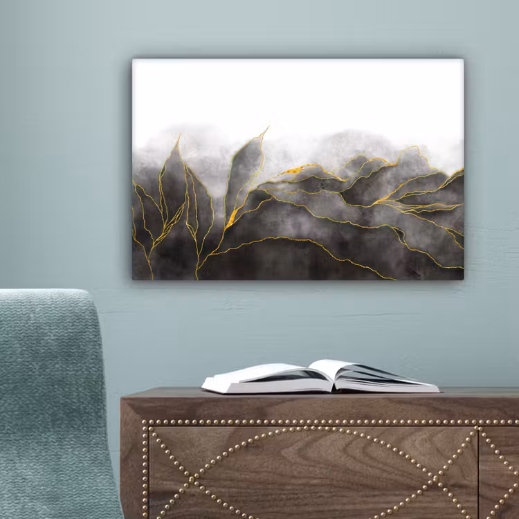 Marmer - Zwart - Goud - Luxe - Marmerlook canvas 2cm klein -sfeer4