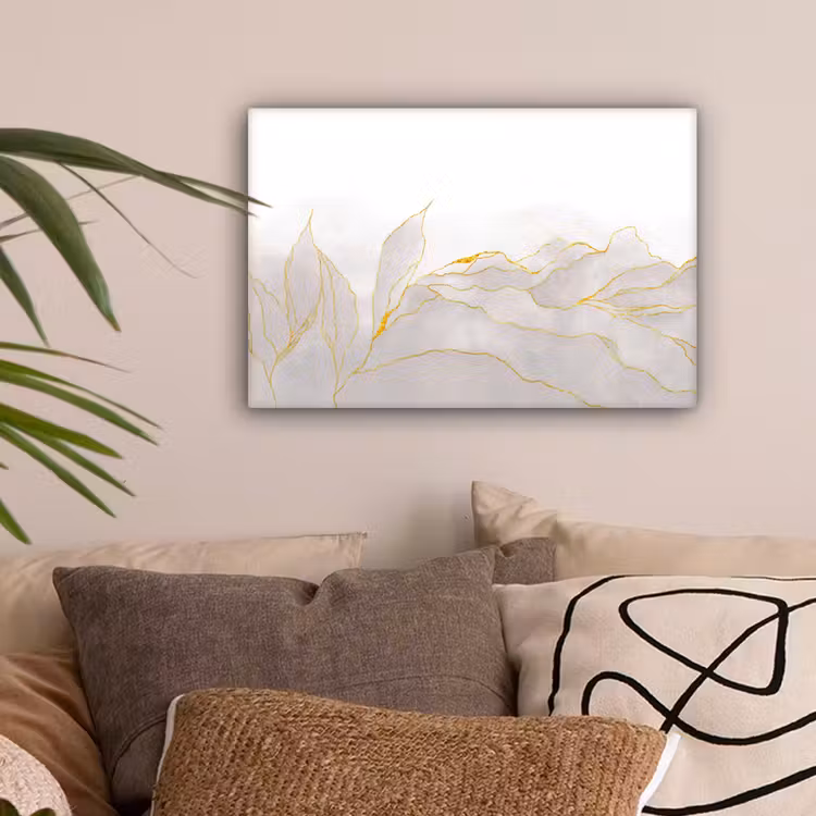 Marmerlook - Grijs - Goud - Chic - Marmer canvas 2cm klein -sfeer1