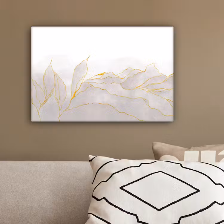 Marmerlook - Grijs - Goud - Chic - Marmer canvas 2cm klein -sfeer3
