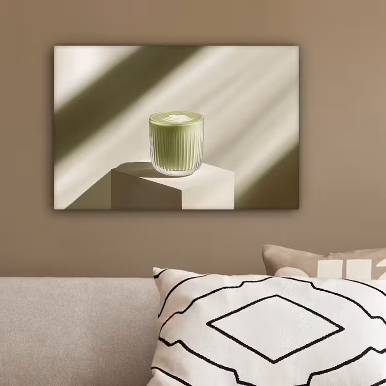 Matcha - Glas - Groen - Minimalistisch canvas 2cm klein -sfeer3
