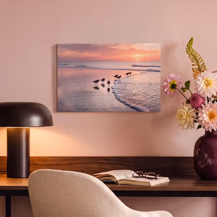 Meeuwen - Strand - Zee - Roze canvas 2cm klein -sfeer4