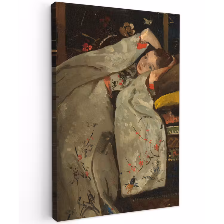Meisje in witte kimono - Schilderij van George Hendrik Breitner canvas 2cm klein -z3d