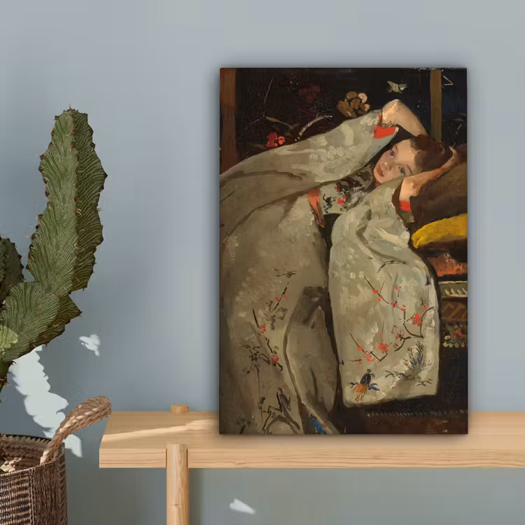 Meisje in witte kimono - Schilderij van George Hendrik Breitner canvas 2cm klein -sfeer4