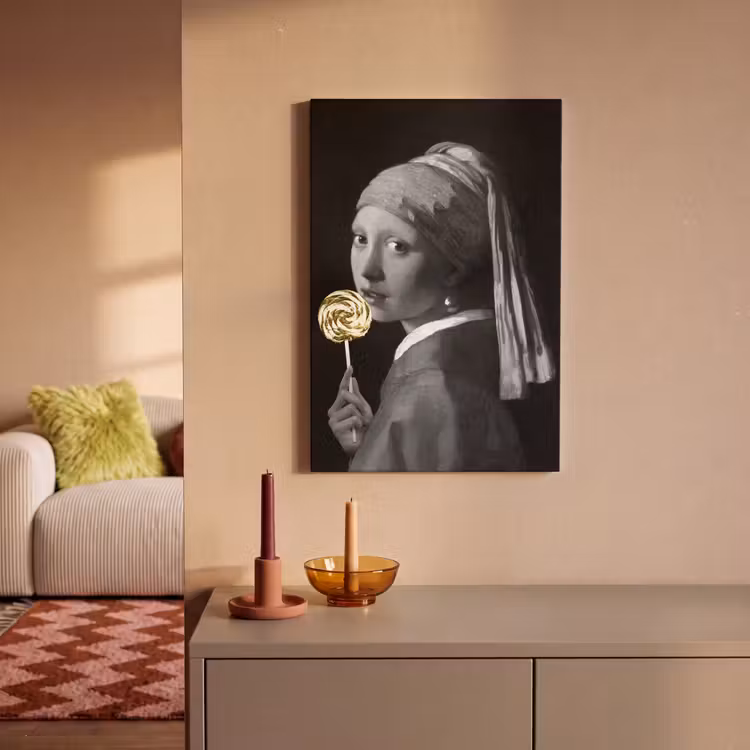 Meisje met de parel - Johannes Vermeer - Lolly - Goud canvas 2cm klein -sfeer1