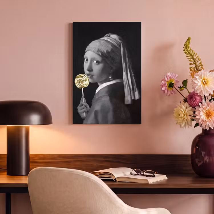 Meisje met de parel - Johannes Vermeer - Lolly - Goud canvas 2cm klein -sfeer4