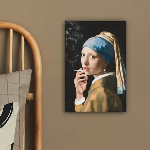 Meisje met de parel - Johannes Vermeer - Sigaretten canvas 2cm klein -sfeer3