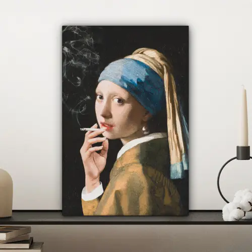 Meisje met de parel - Johannes Vermeer - Sigaretten canvas 2cm klein -sfeer6