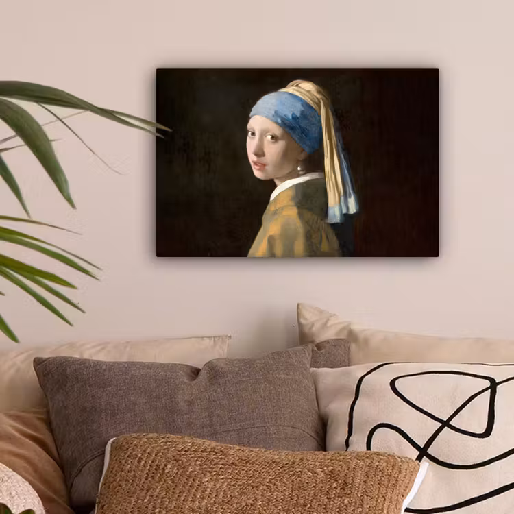 Meisje met de parel - Schilderij - Oude meesters - Vermeer canvas 2cm klein -sfeer1