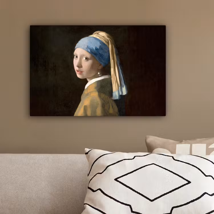 Meisje met de parel - Schilderij - Oude meesters - Vermeer canvas 2cm klein -sfeer3