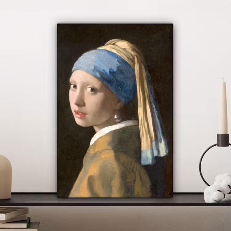 Meisje met de Parel - Schilderij van Johannes Vermeer canvas 2cm klein -sfeer6