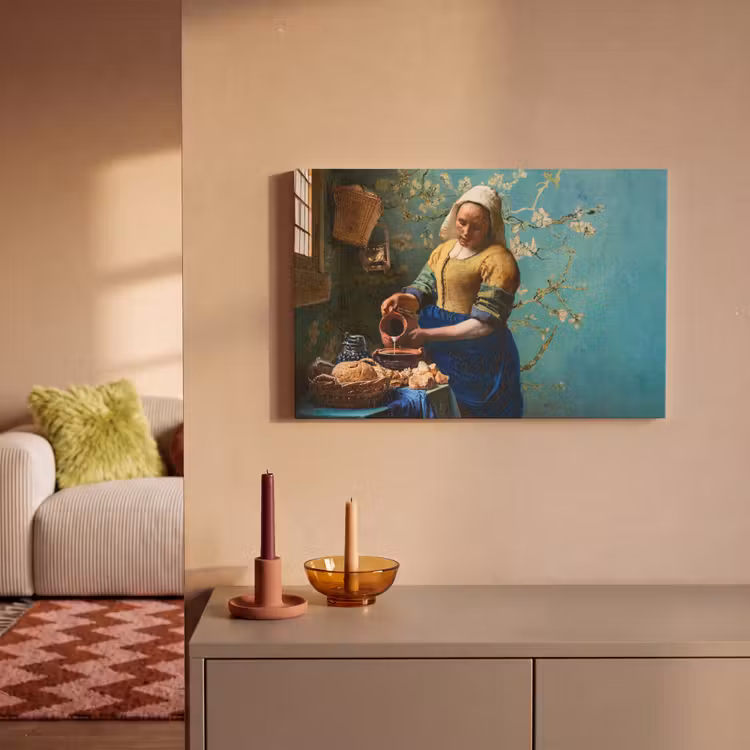 Melkmeisje - Amandelbloesem - Van Gogh - Vermeer - Schilderij - Oude meesters canvas 2cm klein -sfeer1