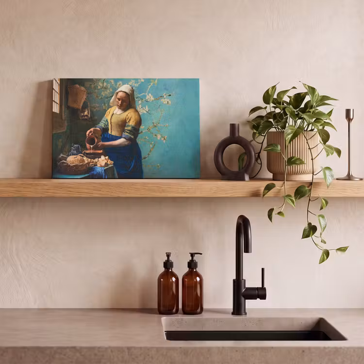 Melkmeisje - Amandelbloesem - Van Gogh - Vermeer - Schilderij - Oude meesters canvas 2cm klein -sfeer3