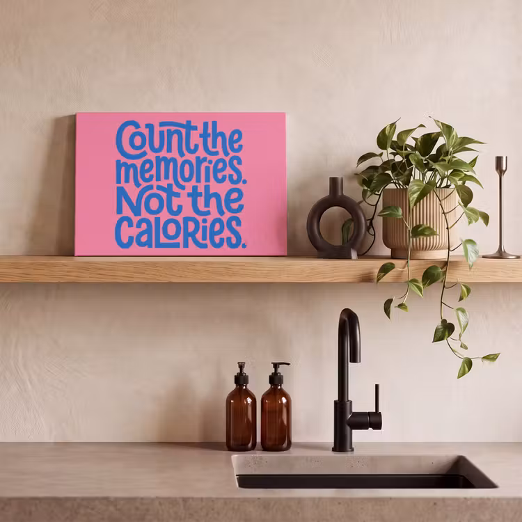 Memories - Roze - Blauw - Quote canvas 2cm klein -sfeer3