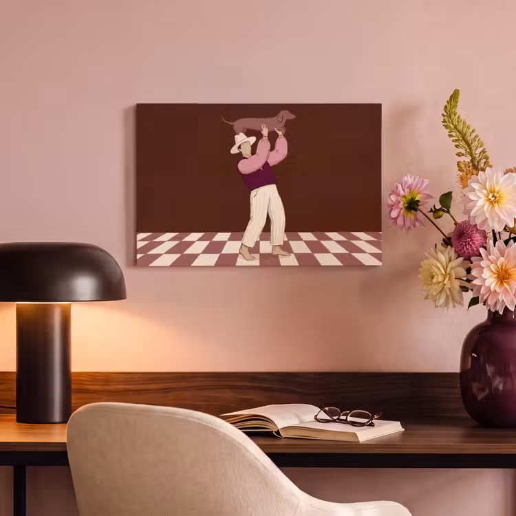 Mens - Hond - Dieren - Abstract - Roze canvas 2cm klein -sfeer4