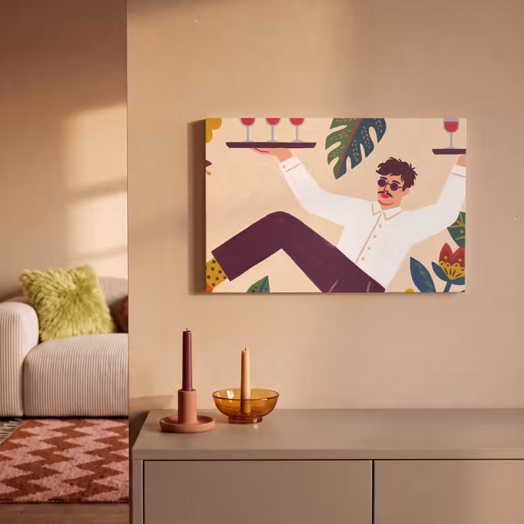 Mensen - Dienblad - Eten - Modern - Kleurrijk canvas 2cm klein -sfeer1