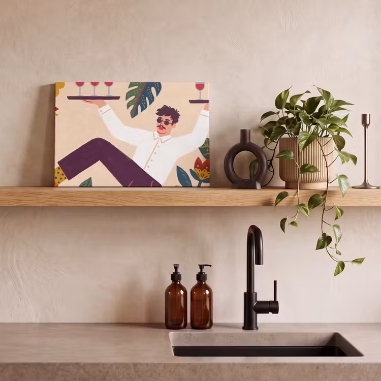 Mensen - Dienblad - Eten - Modern - Kleurrijk canvas 2cm klein -sfeer3