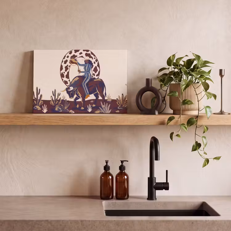 Mensen - Dieren - Cowboy - Abstract - Kleurrijk canvas 2cm klein -sfeer3