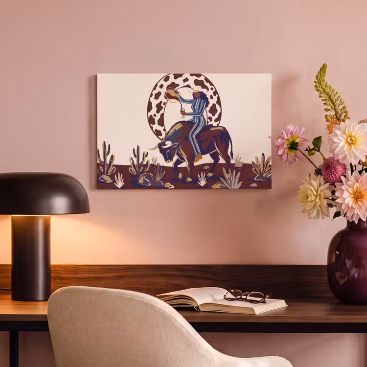 Mensen - Dieren - Cowboy - Abstract - Kleurrijk canvas 2cm klein -sfeer4