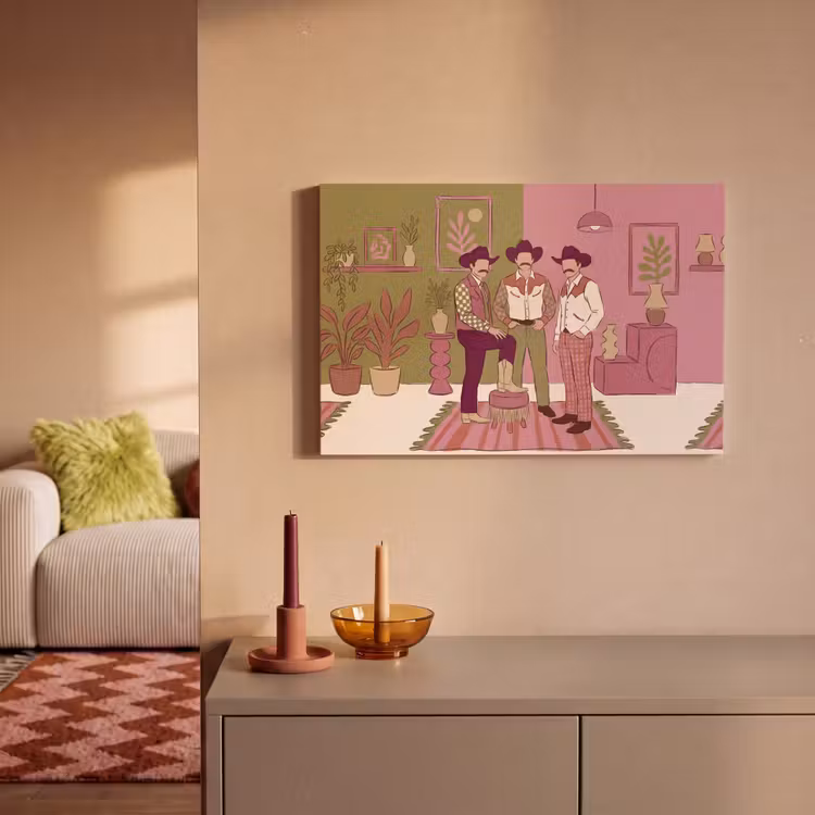Mensen - Mannen - Hoeden - Retro - Interieur canvas 2cm klein -sfeer1