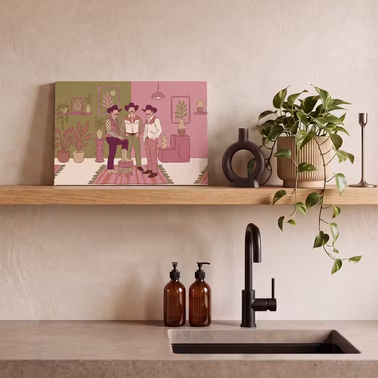 Mensen - Mannen - Hoeden - Retro - Interieur canvas 2cm klein -sfeer3