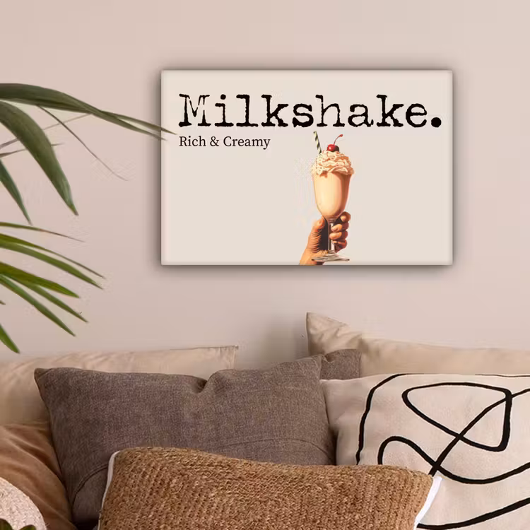 Milkshake - Kers - Rietje canvas 2cm klein -sfeer1