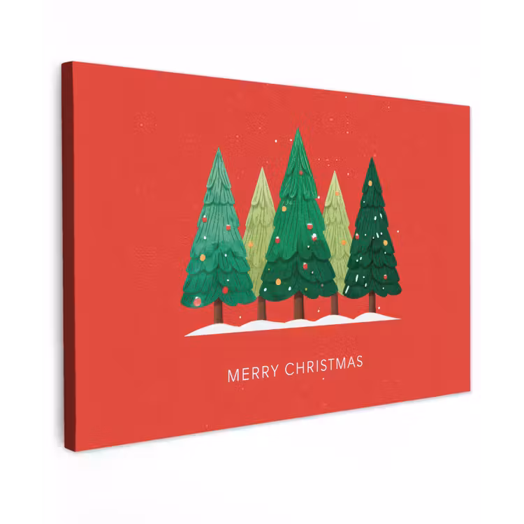 Minimalistisch - Kerstbomen - Rood - Sneeuw canvas 2cm klein -z3d